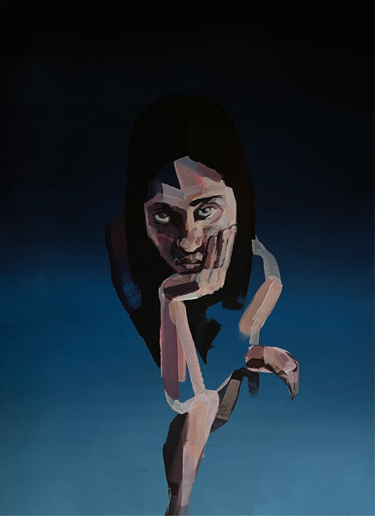 Acrylic blue gradient portrait