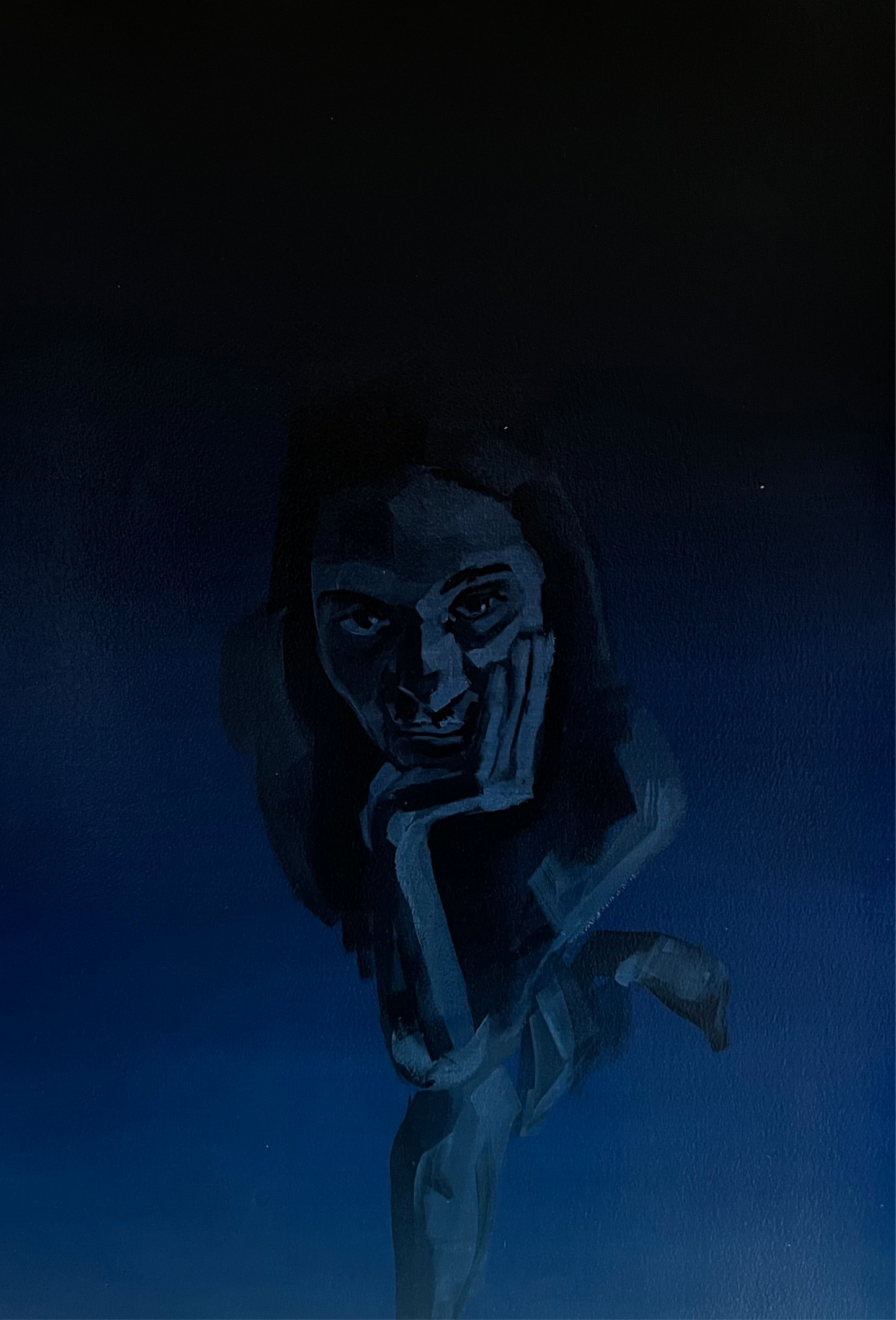 Blue acrylic portrait